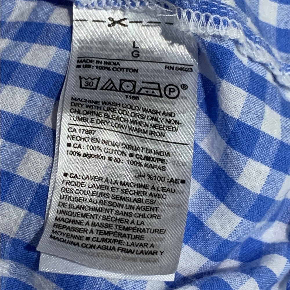 Old Navy Blue and White Checkered Blouse L - Picture 3 of 4